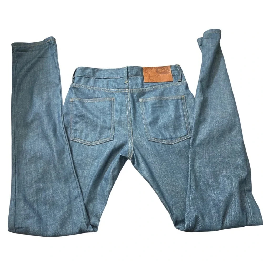 Naked & Famous SkinnyGuy Mid Blue Organic Denim Jeans Mens 31x35 Selvedge kk07